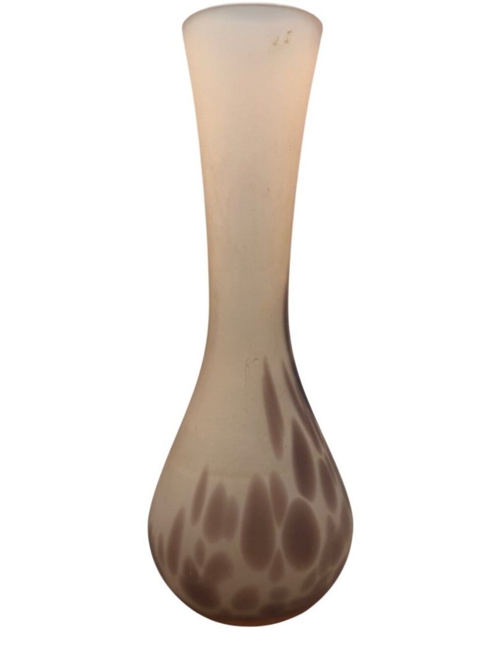 Vintage Pink Frosted Glass Bud Vase With Brown Speckled Design READ
